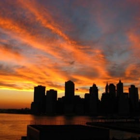 sunset over manhattan