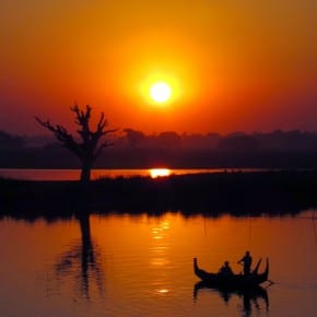 Sunset from U Bein Bridge in Mandalay