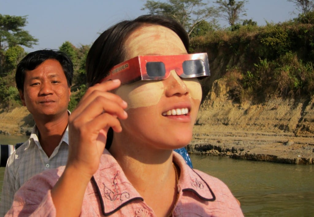 Solar eclipse over the Ayeyarwaddy in Burma Solar eclipse over the Ayeyarwaddy in Burma
