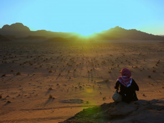 Watching the sunset at Wadi Rum