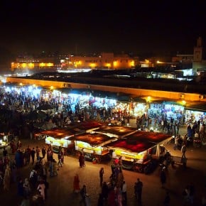 Djemaa el-Fnaa at night in Marrakesh