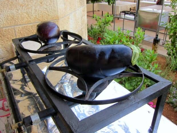 Roasting Eggplant at Beit Sitti in Amman, Jordan