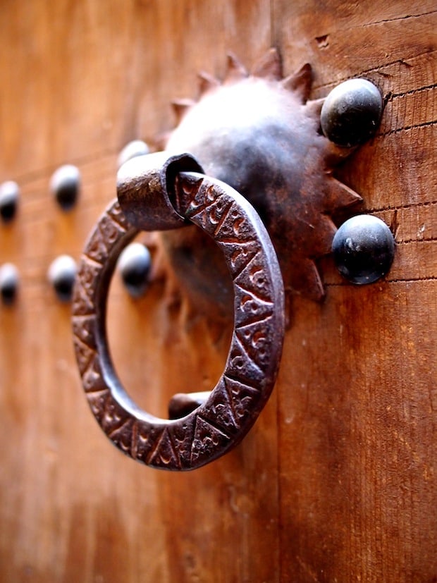 Beautiful doorknob in the winding alleyways of Fez' medina