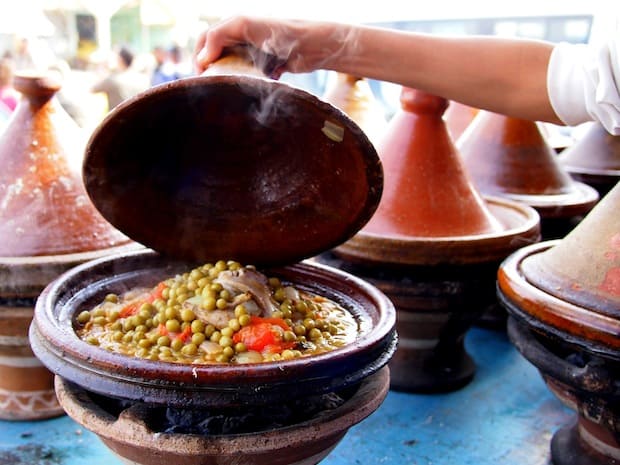 Mutton tagine with green peas in Zaita, Morocco