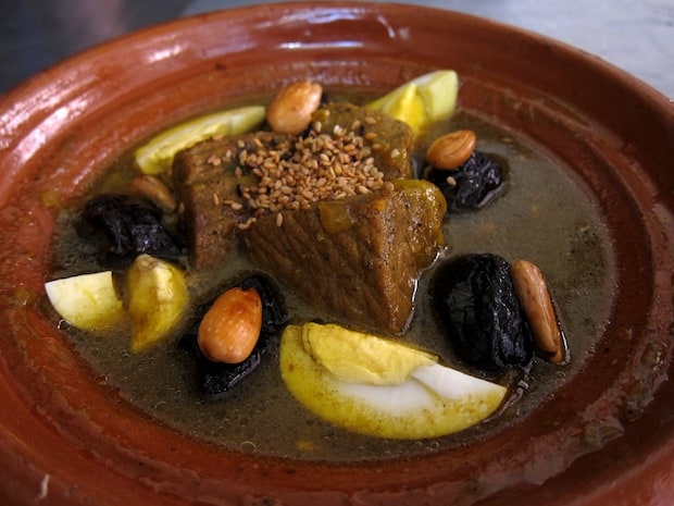 Beef, prune and almond tagine in Marrakesh