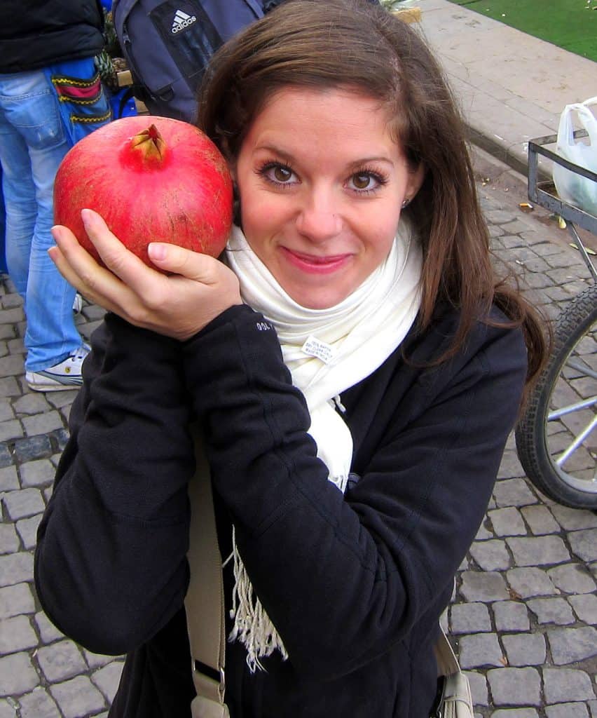 pomegranate juice was a constant companion for me in Istanbul: this is a photo of me holding a massive pomegranate - i've never seen on this large!