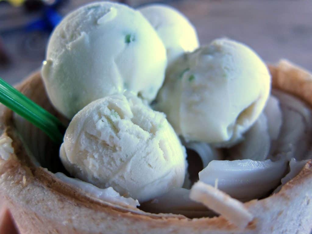 coconut ice cream, a gluten free dessert in thailand