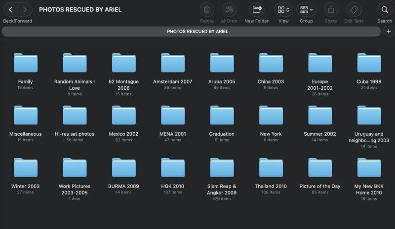 reunited with many folders of photos